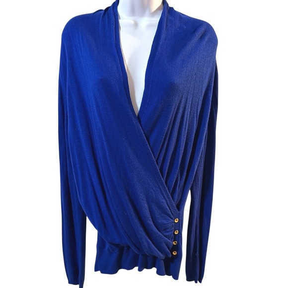 The Limited Sweaters - THE LIMITED Royal Blue Long Sleeve Wrap Sweater Cardigan Womens Size L